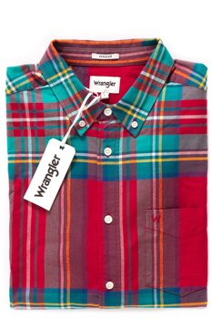 WRANGLER LS 1PKT BUTTON DOWN SHIRT RED W5A31UX47