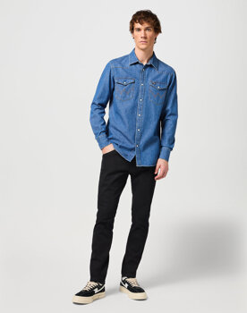 WRANGLER LS WESTERN SHIRT MĘSKA KOSZULA ELEGANCKA BARREL BLUE 112350488