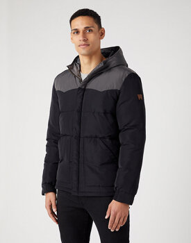 WRANGLER PUFFER JACKET MĘSKA KURTKA ZIMOWA Z KAPTUREM CIEPŁA BLACK W40AWU100