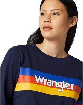 WRANGLER RAINBOW TEE DAMSKA KOSZULKA Z DŁUGIM RĘKAWEM LONGSLEEVE NAVY W7P9EV114