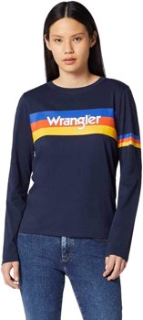 WRANGLER RAINBOW TEE DAMSKA KOSZULKA Z DŁUGIM RĘKAWEM LONGSLEEVE NAVY W7P9EV114