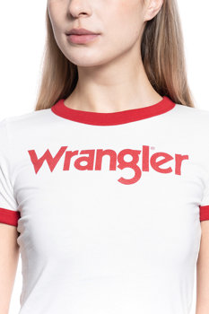 WRANGLER RINGER TEE DAMSKI T-SHIRT KOSZULKA NADRUK LOGO OFFWHITE W7385G202