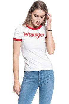 WRANGLER RINGER TEE DAMSKI T-SHIRT KOSZULKA NADRUK LOGO OFFWHITE W7385G202