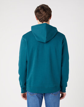 WRANGLER SIGN OFF HOODIE MĘSKA BLUZA Z KAPTUREM NIEROZPINANA DEEP TEAL W651I3G03