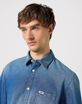 WRANGLER SS 1 PKT SHIRT MĘSKA KOSZULA JEANSOWA MID STONE 112350183