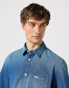 WRANGLER SS 1 PKT SHIRT MĘSKA KOSZULA JEANSOWA MID STONE 112350183