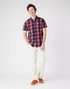 WRANGLER SS 1 PKT SHIRT MĘSKA KOSZULA KRATA SUNDRENCHED BLU W5J1BKX79