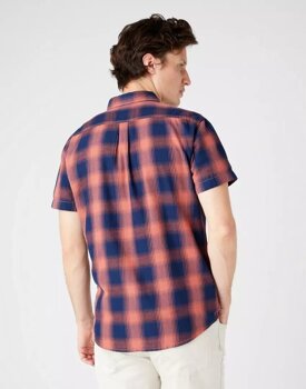 WRANGLER SS 1 PKT SHIRT MĘSKA KOSZULA KRATA SUNDRENCHED BLU W5J1BKX79