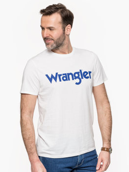 WRANGLER SS LOGO TEE MĘSKI T-SHIRT KOSZULKA NADRUK WHITE W7M0D3989