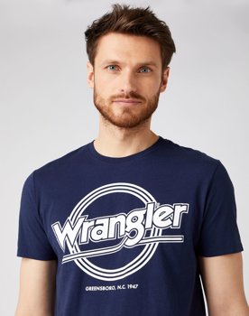 WRANGLER SS ROUND LOGO TEE MĘSKI T-SHIRT NAVY W7MPD3114