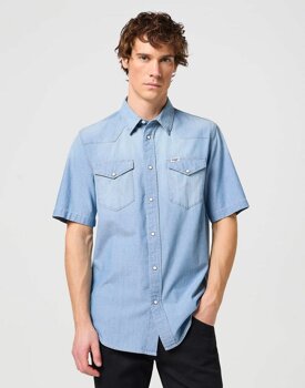 WRANGLER SS WESTERN SHIRT MĘSKA KOSZULA Z KRÓTKIM RĘKAWEM LIGHT STONE 112350573