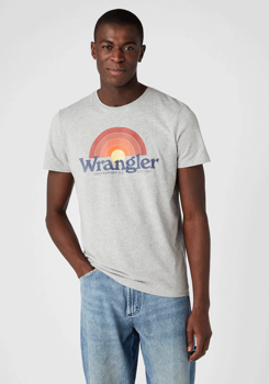 WRANGLER SUNRISE TEE MĘSKI T-SHIRT KOSZULKA NADRUK MID GREY MEL W7J2D3X37