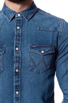 WRANGLER WESTERN DENIM SHIRT MID INDIGO W5983LW8E