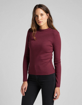 DAMSKA KOSZULKA LEE HIGH NECK LS RIB TEE RED OCHRE L44DPHOE 112109823