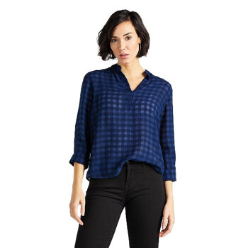 LEE ESSENTIAL BLOUSE DAMSKA BLUZKA W KRATĘ DARK NAVY L45VHTNM 112110614