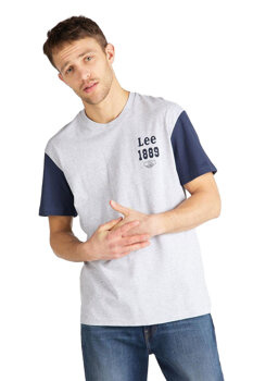 LEE COLOURBLOCK TEE MĘSKI T-SHIRT RELAXED FIT SHARP GREY MELE L60ERE03 112113342