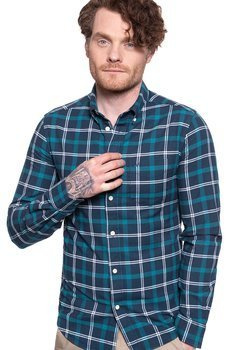 KOSZULA MĘSKA W KRATĘ WRANGLER LS 1PKT BDOWN SHIRT BLUE DEPTHS W5F3BMXJY 112130133