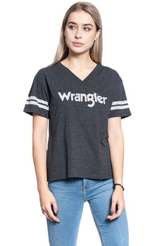 DAMSKI T-SHIRT WRANGLER V NECK DRAPE TEE BLACK W7P8E4100 112132066