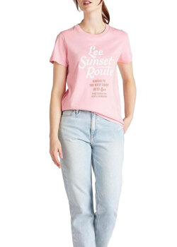 LEE GRAPHIC TEE DAMSKI T-SHIRT KOSZULKA NADRUK REGULAT FIT LA PINK L41AEPNL 112108857