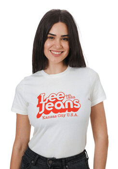 DAMSKI T-SHIRT LEE SLIM LOGO TEE WHITE CANVAS L44CEPRR 112109812