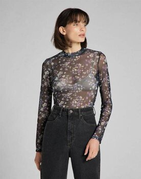 LEE PRINTED TEE DAMSKA BLUZKA Z DŁUGIM RĘKAWEM W KWIATKI BLACK L42ERA01 112140076