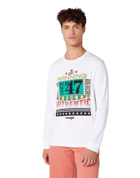 MĘSKI LONGSLEEVE WRANGLER LS WRANGLER TEE WHITE W7E2D0989 112131776