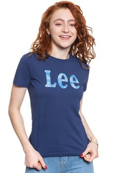LEE T SHIRT DAMSKI SLIM LOGO TEE BLUEPRINT L43KEHLH 112109663