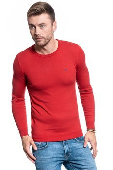 MĘSKI SWETER WRANGLER CREW KNIT RED W85674Q47 112132255