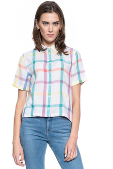 DAMSKA KOSZULA MATERIAŁOWA WRANGLER SHORTSLEEVE SHIRT WHITE W5R1SH989 112130305