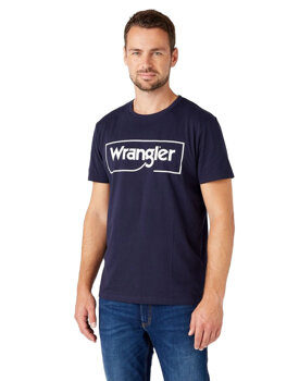 WRANGLER FRAME LOGO TEE MĘSKI T-SHIRT KOSZULKA NAVY W7H3D3114 112146325