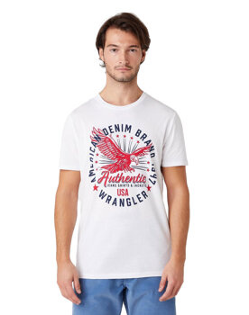 MĘSKI T-SHIRT WRANGLER SS CLASSIC AMERICANA WHITE W7AHD3989 112131341
