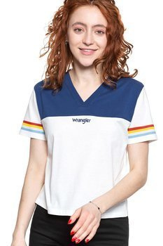 WRANGLER T SHIRT DAMSKI CUT N SEW V TEE OFF WHITE W7P0GH737 112132020