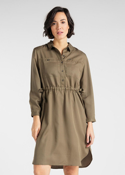 LEE 70s DRESS DAMSKA SUKIENKA KOSZULOWA OLIVE GREEN L50PJYNX 112111377