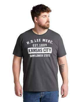 MĘSKI T-SHIRT LEE SS KANSAS CITY TEE WASHED BLACK L60TFEON 112113541