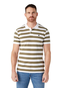 WRANGLER STRIPE SHIRT MĘSKA KOSZULKA POLO KOŁNIERZYK Olive W7CDMH989 112329247