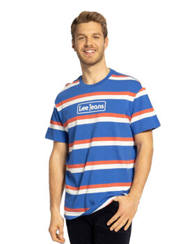 LEE SEASONAL STRIPE LOGO MĘSKI T-SHIRT RELAXED FIT SUMMER BLUE L61FBSNJ 112113836