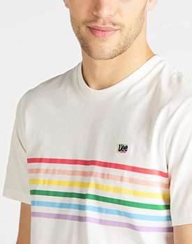 LEE PRIDE STRIPE TEE MĘSKI T-SHIRT LOGO KOSZULKA Z KRÓTKIM RĘKAWEM WHITE CANVAS L62UFERR 112114860